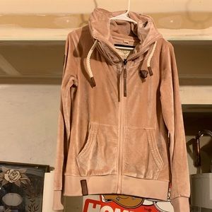 Women’s dusty pink velour Naketano zip up, medium